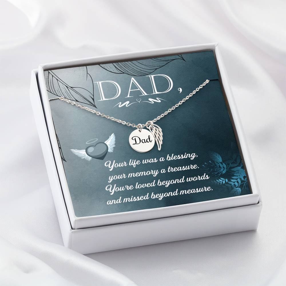 In Memory of Dad Engraved Memorial Necklace