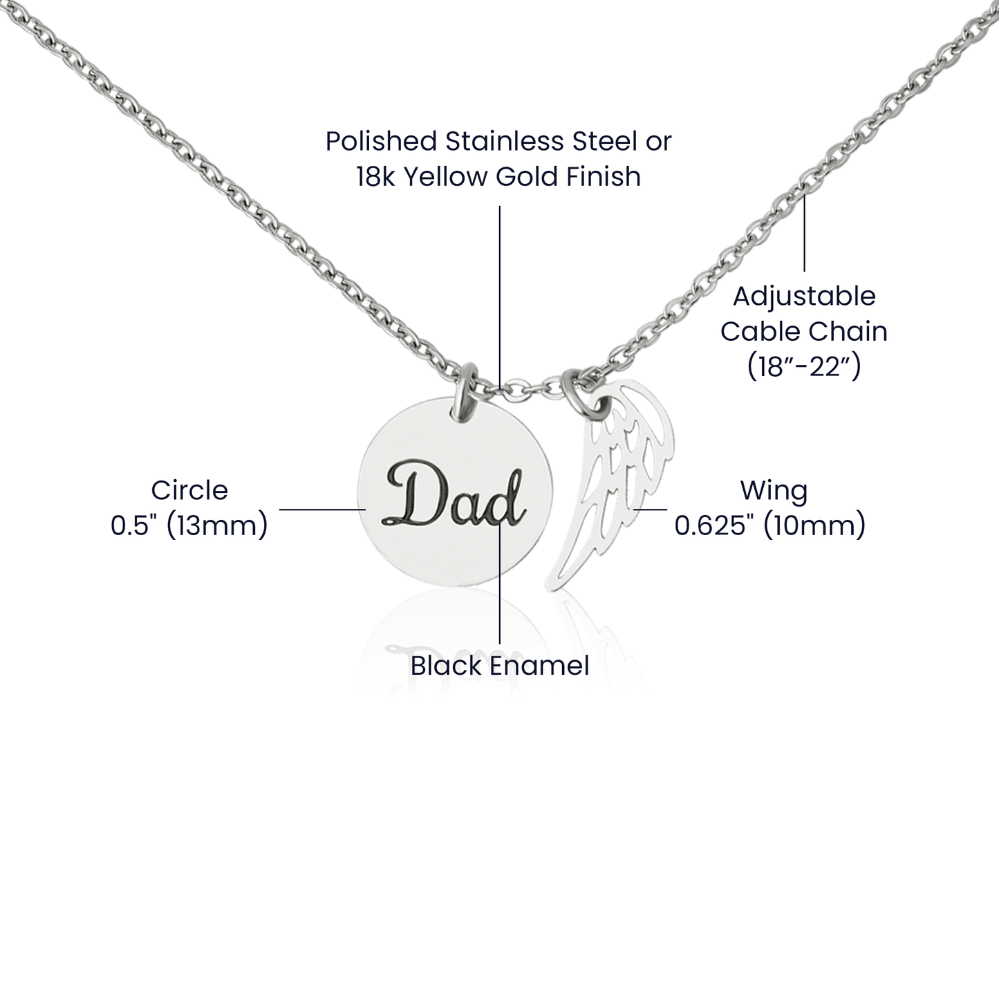 In Memory of Dad Engraved Memorial Necklace