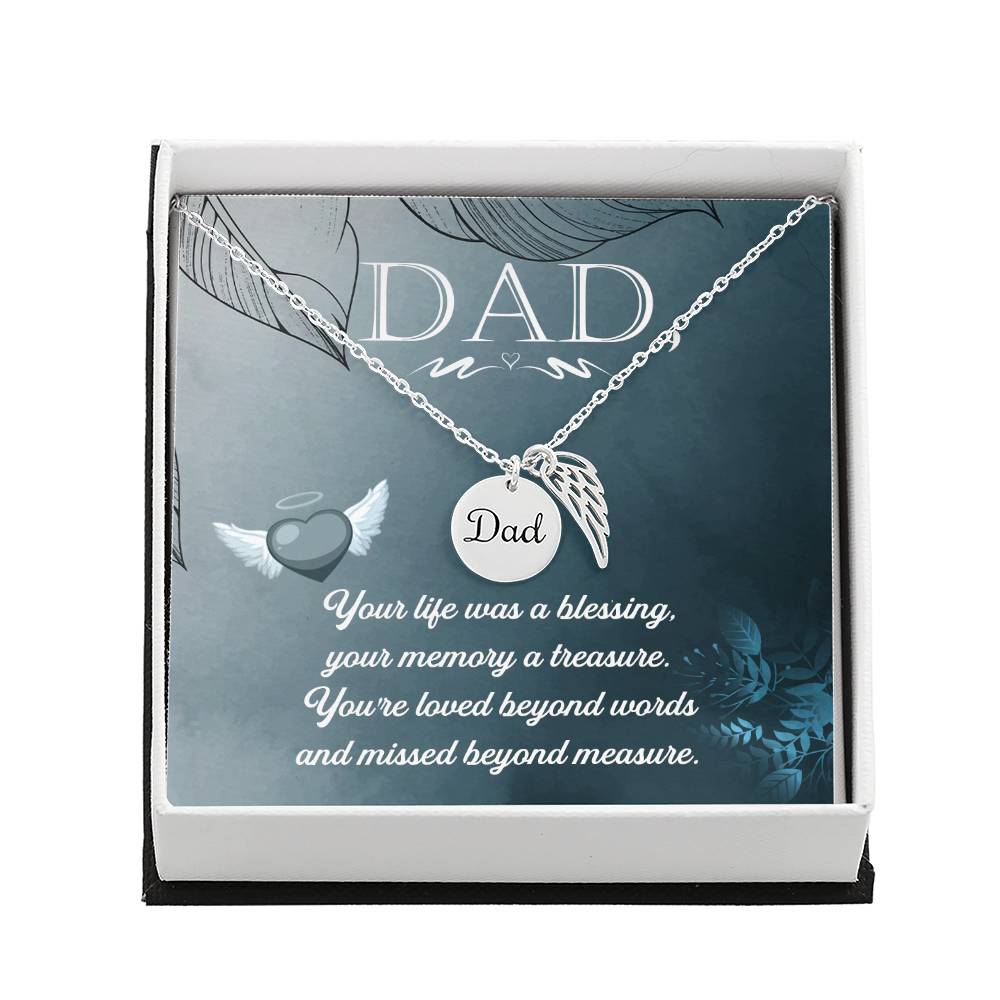 In Memory of Dad Engraved Memorial Necklace