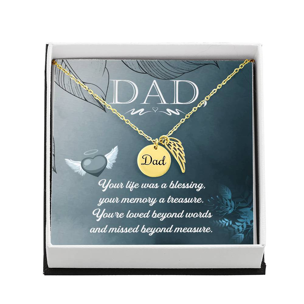 In Memory of Dad Engraved Memorial Necklace