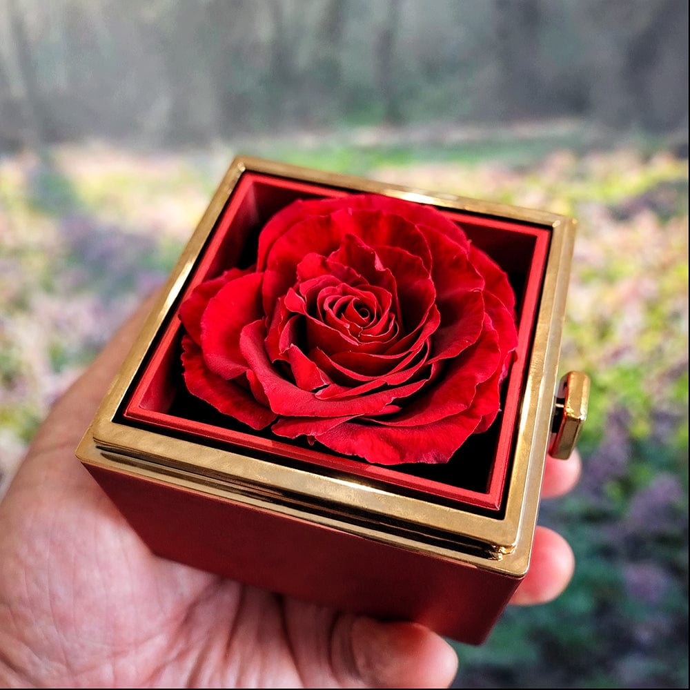 To My Beautiful Wife Love Knot Necklace with Rotating Rose Gift Box