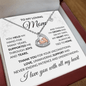 To My Loving Mom Baby feet Heart Necklace