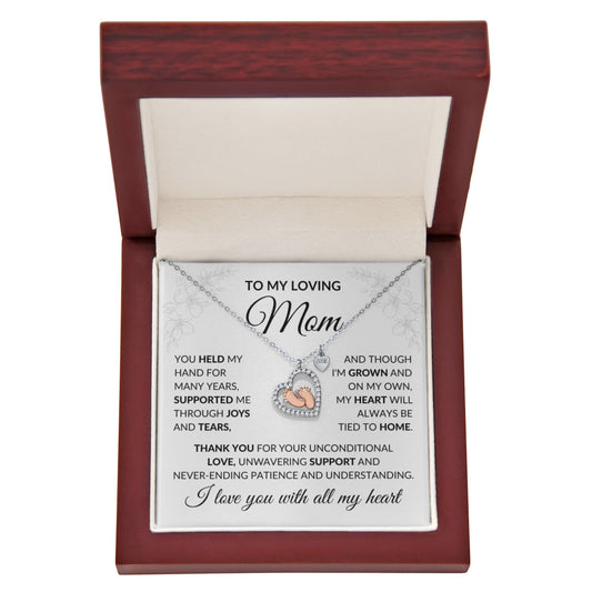 To My Loving Mom Baby feet Heart Necklace