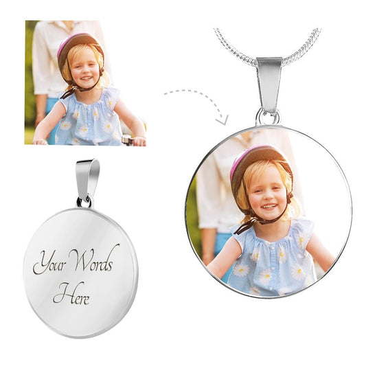 Photo Upload Keepsake Circle Pendant Necklace