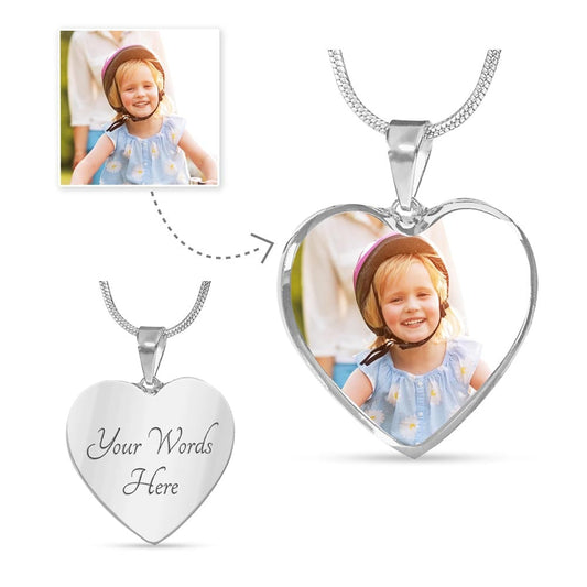Photo Upload Heart Pendant Keepsake Necklace