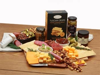 Gourmet Gift Basket, Classic Gourmet Cheese and Snacks Charcuterie Board