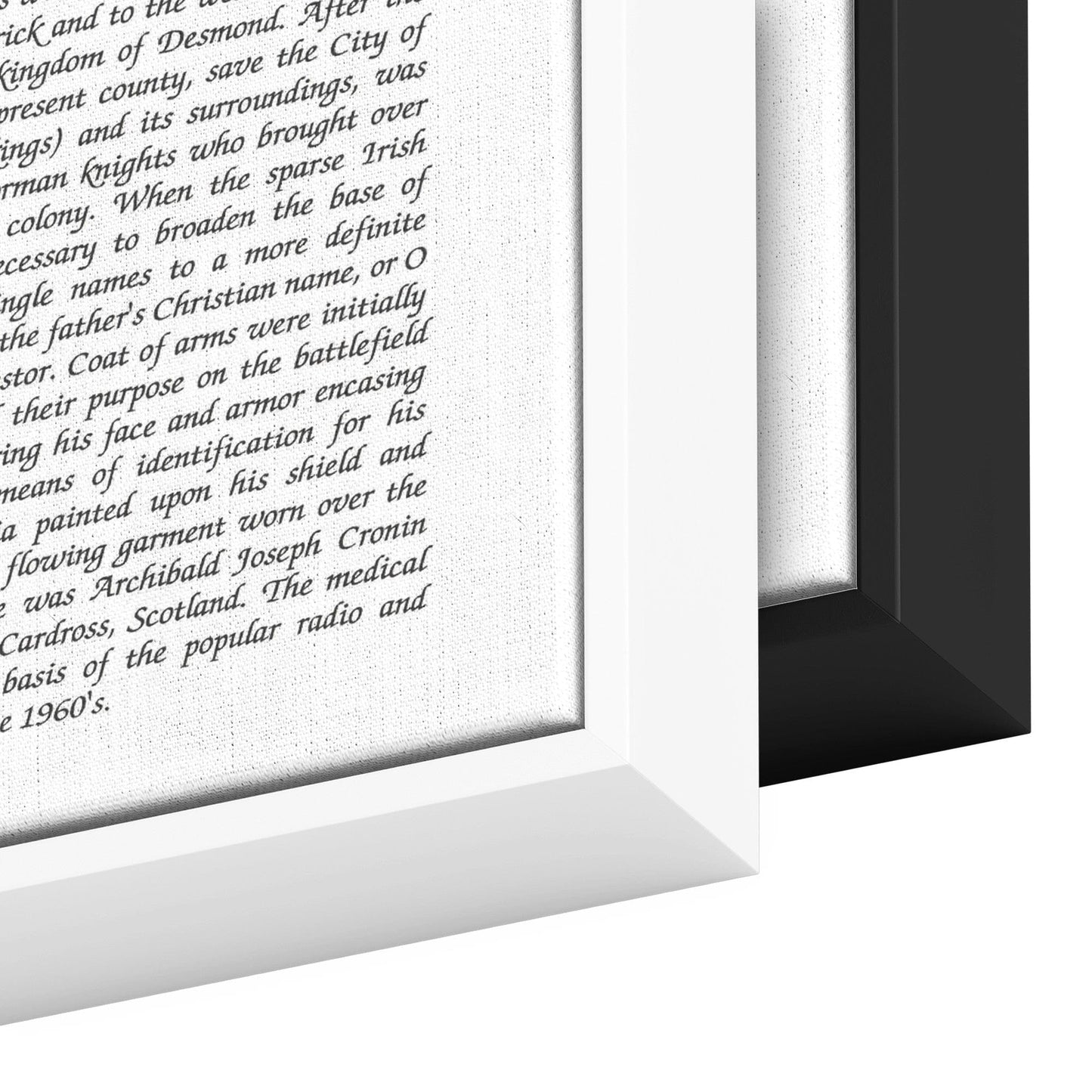 Coat of Arms Framed Canvas Wrap, Surname History with Coat of Arms