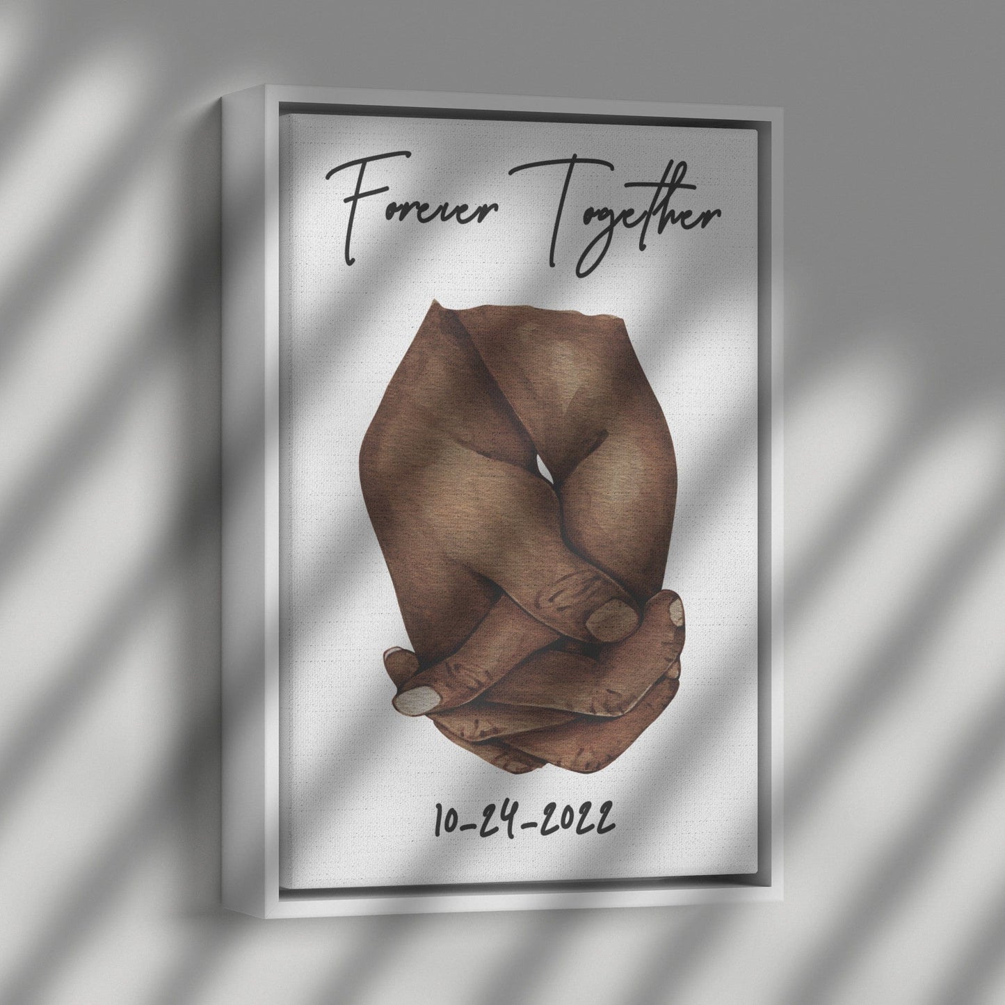 Forever Together Framed Canvas Couple Holding Hands, Personalized Gifts
