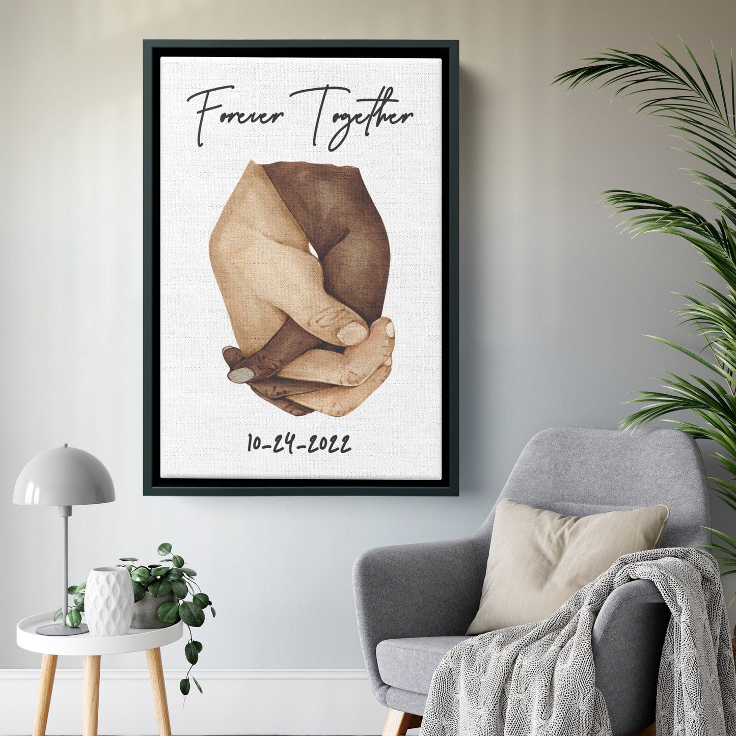 Forever Together Framed Canvas Hands, Personalized Gifts