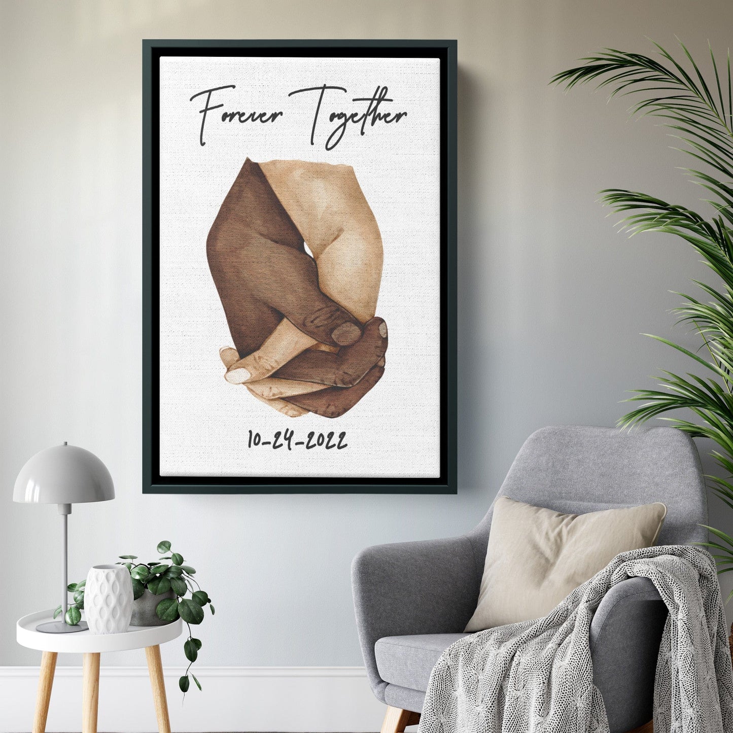 Forever Together Framed Canvas Holding Hands, Personalized Gifts