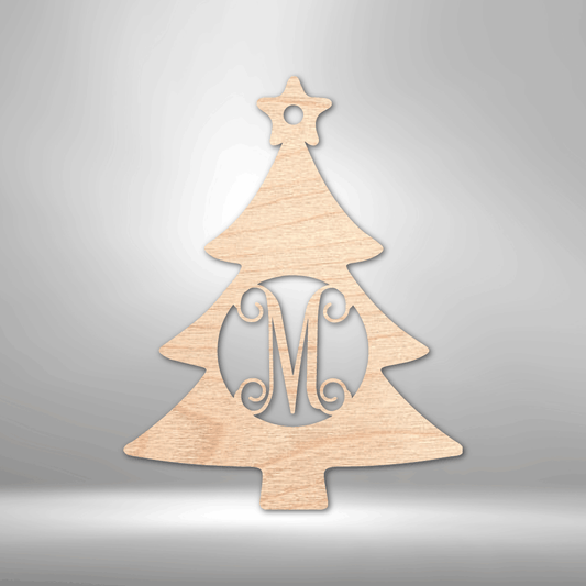 Christmas Tree Monogram - Wood Ornament