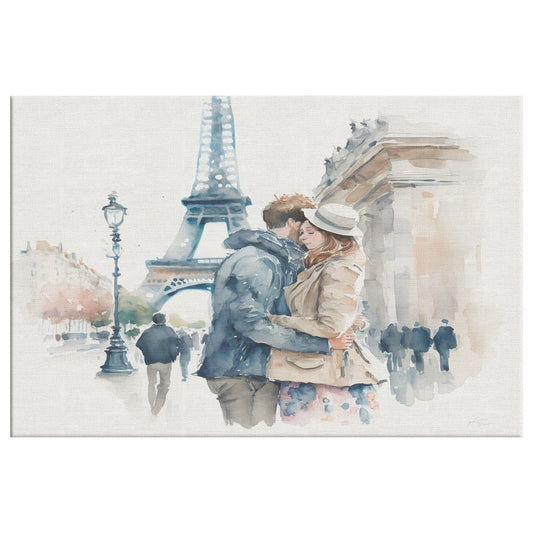 Paris Couple Canvas Wall Art