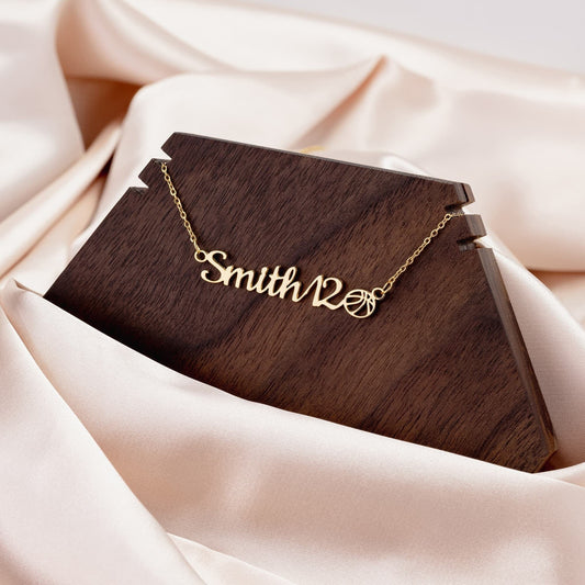 Sports Mom Name Necklace  Basketball, Baseball, Soccer, Tennis, Golf, Football, Volleyball, Track, and Cheer