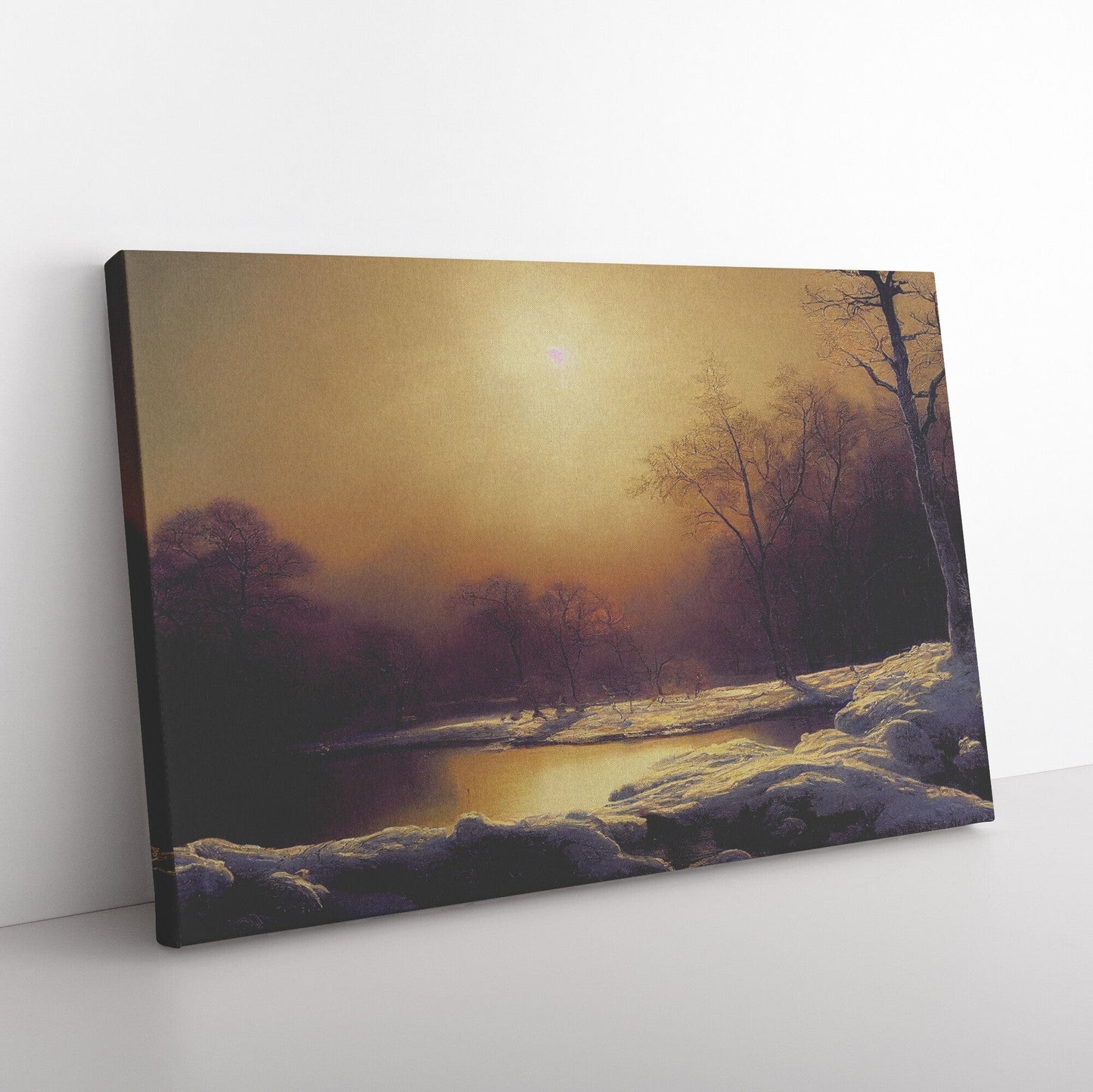 Winter Lake Landscape Canvas Print Wall Decor, Home Decor Wall Hanging, Ready to Hang