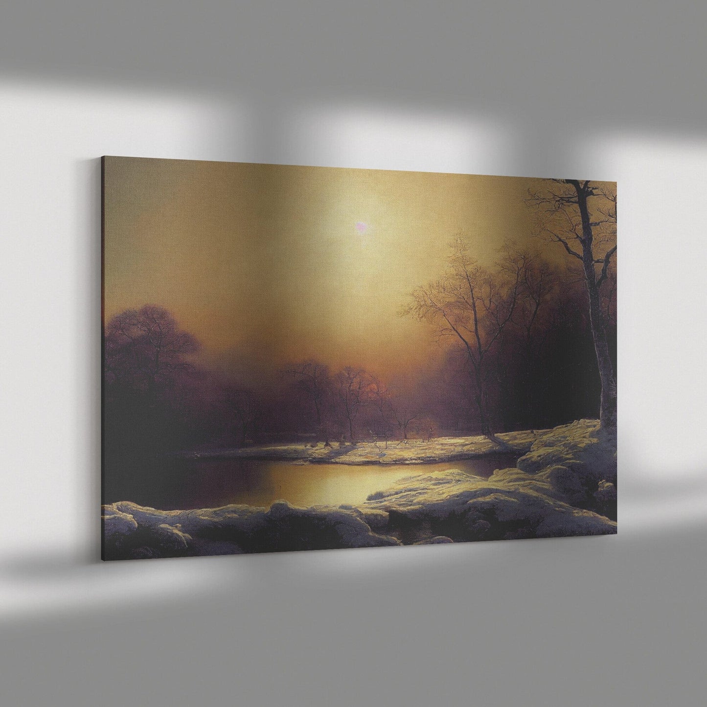 Winter Lake Landscape Canvas Print Wall Decor, Home Decor Wall Hanging, Ready to Hang