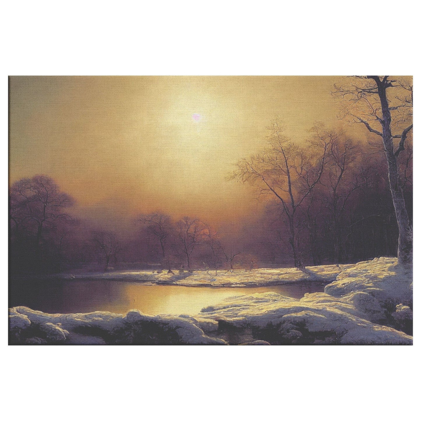 Winter Lake Landscape Canvas Print Wall Decor, Home Decor Wall Hanging, Ready to Hang