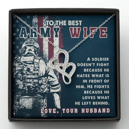 Double Hearts Necklace For Army Wife / Gifts Necklace For Wife / From Soldier to Wife