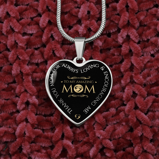 Luxury Necklace Heart Pendant, To My Amazing Mom Gift Necklace