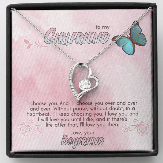 I CHOOSE YOU - TO GIRLFRIEND Heart Pendant / Forever Love Necklace / Gift For Wife / Gift For Future Wife / Anniversary Gifts