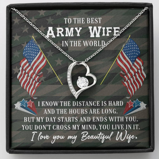 To My Wife / Army Wife Heart Pendant / Forever Love Necklace / Gift For Wife / Anniversary Gifts
