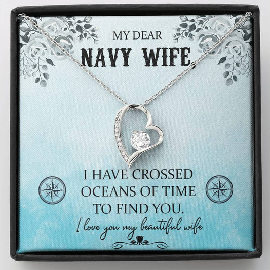 Navy wife Heart Pendant / Forever Love Necklace / Gift For Wife / Gift For Future Wife / Anniversary Gifts
