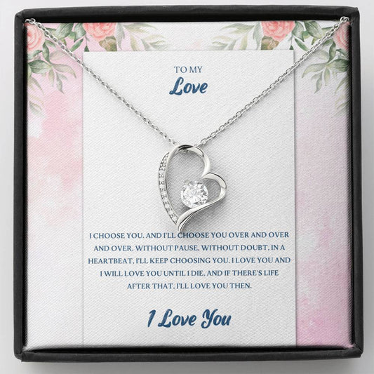 I CHOOSE YOU - CARD - LOVE Heart Pendant / Forever Love Necklace / Gift For Wife / Gift For Future Wife / Anniversary Gifts