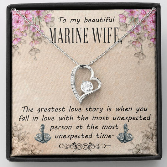 Marine wife.. Heart Pendant / Forever Love Necklace / Gift For Wife / Gift For Future Wife / Anniversary Gifts