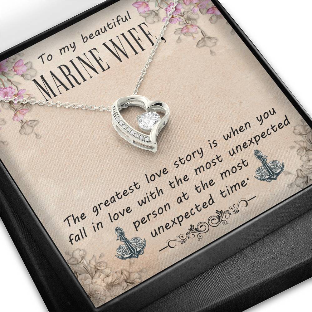 Marine wife.. Heart Pendant / Forever Love Necklace / Gift For Wife / Gift For Future Wife / Anniversary Gifts