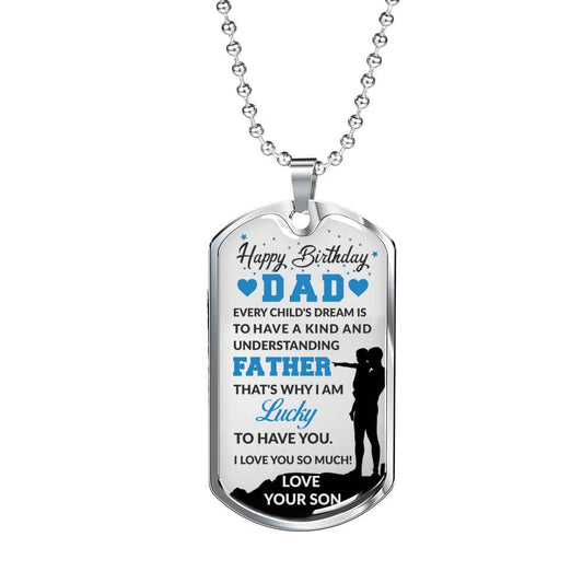Son to Dad Birthday Gift Necklace, Luxury Military Dog Tag Necklace For Dad