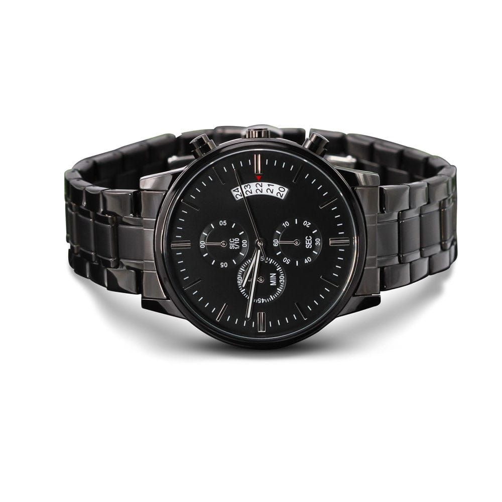To The Greatest Dad Watch / Engraved Design Black Chronograph Watch
