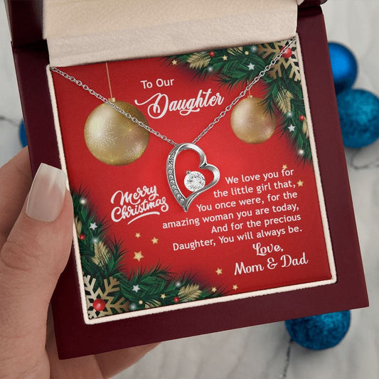 To Our Daughter Gift Necklace / Christmas Themed Message Card and Necklace / To My Daughter