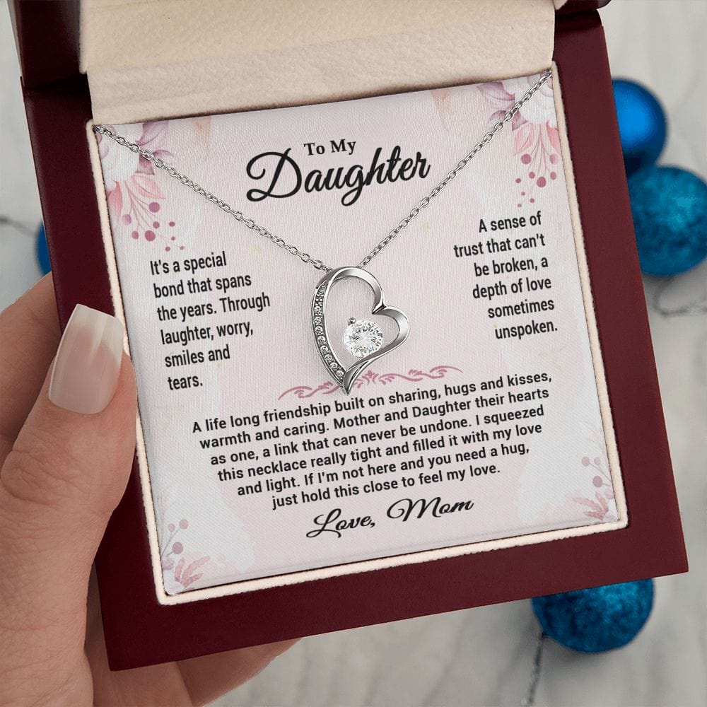 To My Daughter Gift Necklace from Mom / Forever Love Pendant Necklace for Daughter