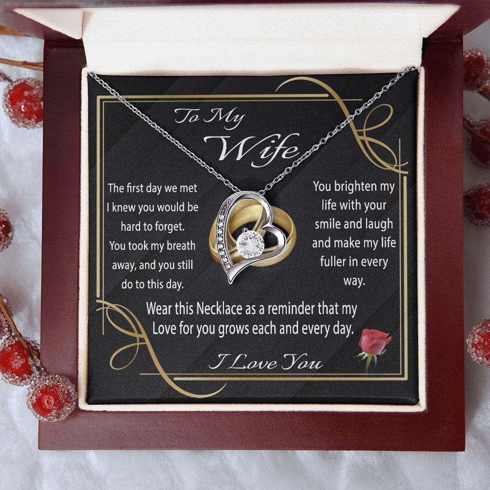 To My Wife Gift Necklace from Husband, Forever Love Necklace with Beautiful Message Card