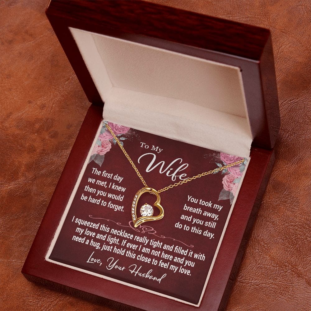 To My Wife Gift Necklace, Forever Love Pendant Necklace with Loving Message Card