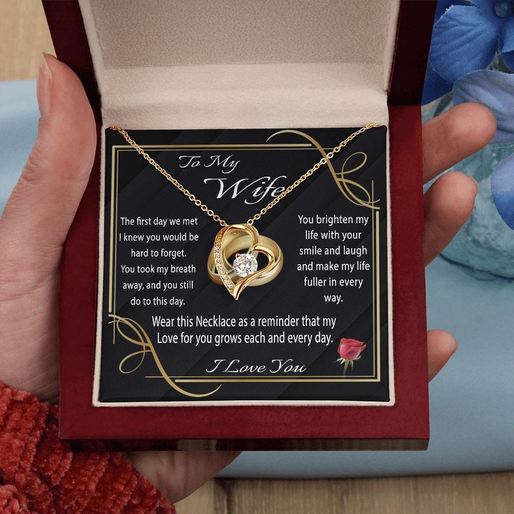 To My Wife Gift Necklace from Husband, Forever Love Necklace with Beautiful Message Card