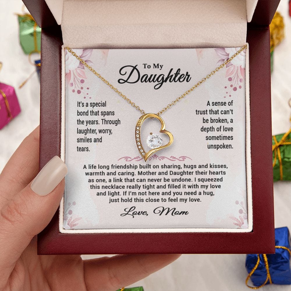 To My Daughter Gift Necklace from Mom / Forever Love Pendant Necklace for Daughter