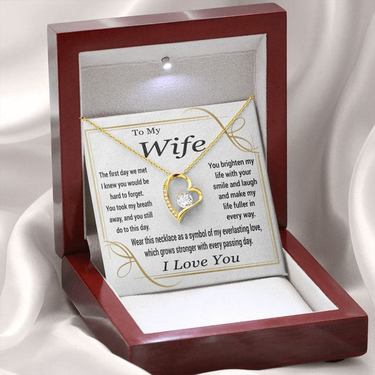 To My Wife Gift Necklace with Loving Message Card, Forever Love Pendant Necklace