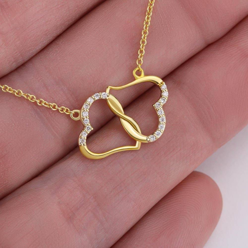 To My Wife Gifts, To Wife from Husband Gift Necklace, Solid Gold Hearts Necklace with Diamonds