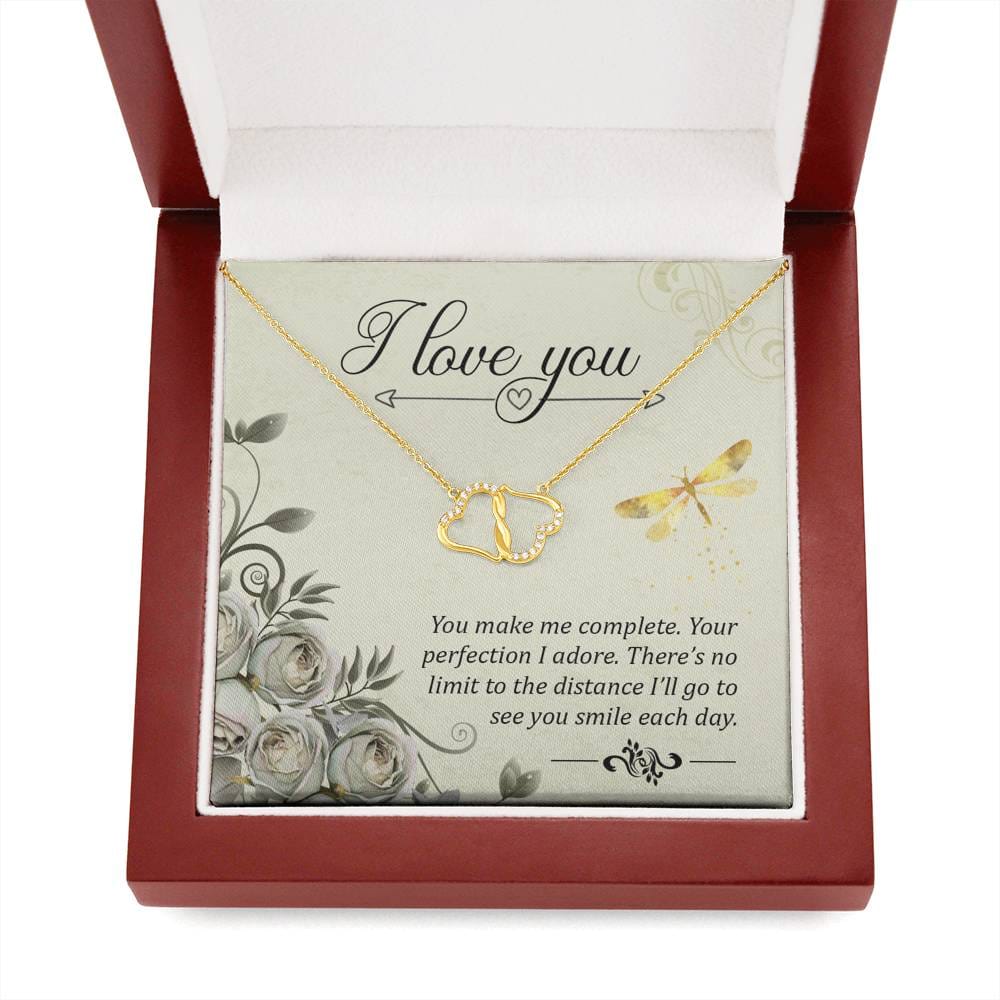 I love you 10K Yellow Gold Hearts Necklace with 18Pave Set Diamonds