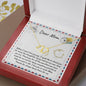 DEAR MOM LETTER CARD 10K Yellow Gold Hearts Necklace with 18Pave Set Diamonds