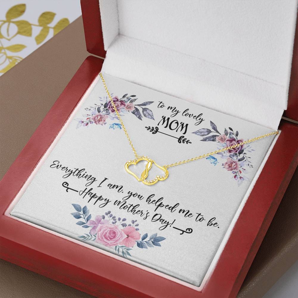 EVERYTHING I AM - CARD 10K Yellow Gold Hearts Necklace with 18Pave Set Diamonds