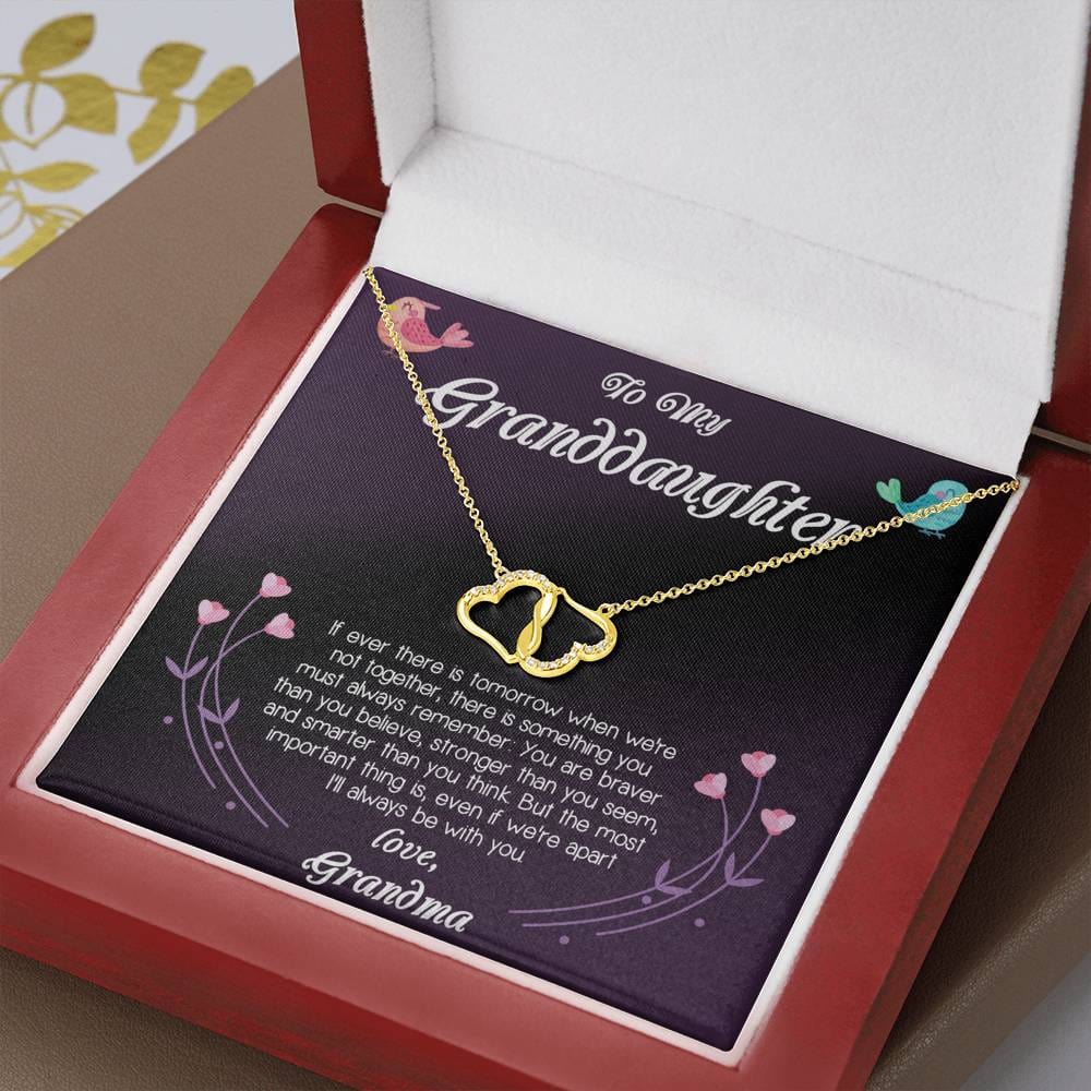 LOVE GRANDMA - CARD 10K Yellow Gold Hearts Necklace with 18Pave Set Diamonds