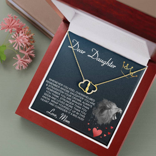 To Daughter from Mom Hearts Necklace, Infinitely Connected Pair of 10K Solid Yellow Gold Hearts