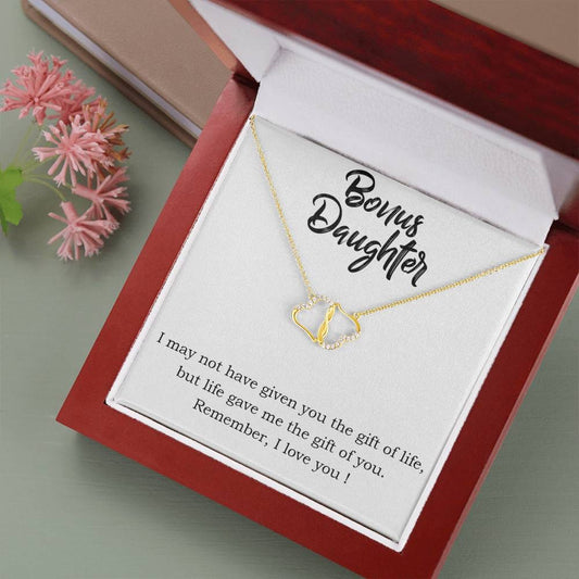 Bonus Daughter 2 10K Yellow Gold Hearts Necklace with 18Pave Set Diamonds