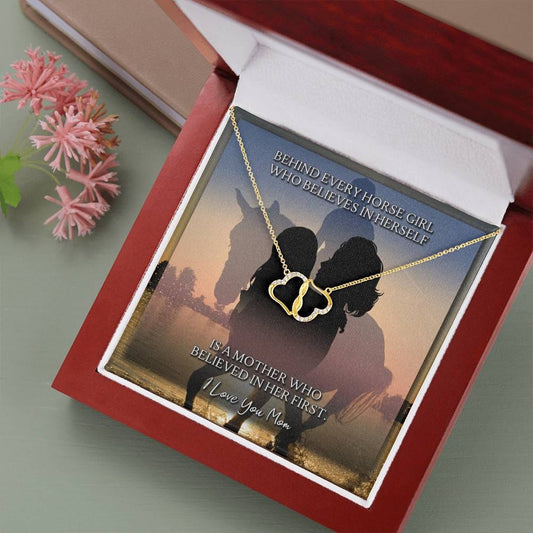 BEHIND EVERY HORSE GIRL CARD 10K Yellow Gold Hearts Necklace with 18Pave Set Diamonds