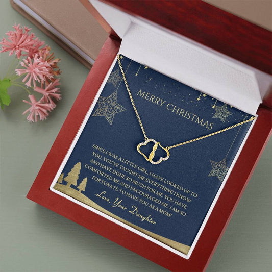 SINCE I WAS LITTLE - CARD 10K Yellow Gold Hearts Necklace with 18Pave Set Diamonds