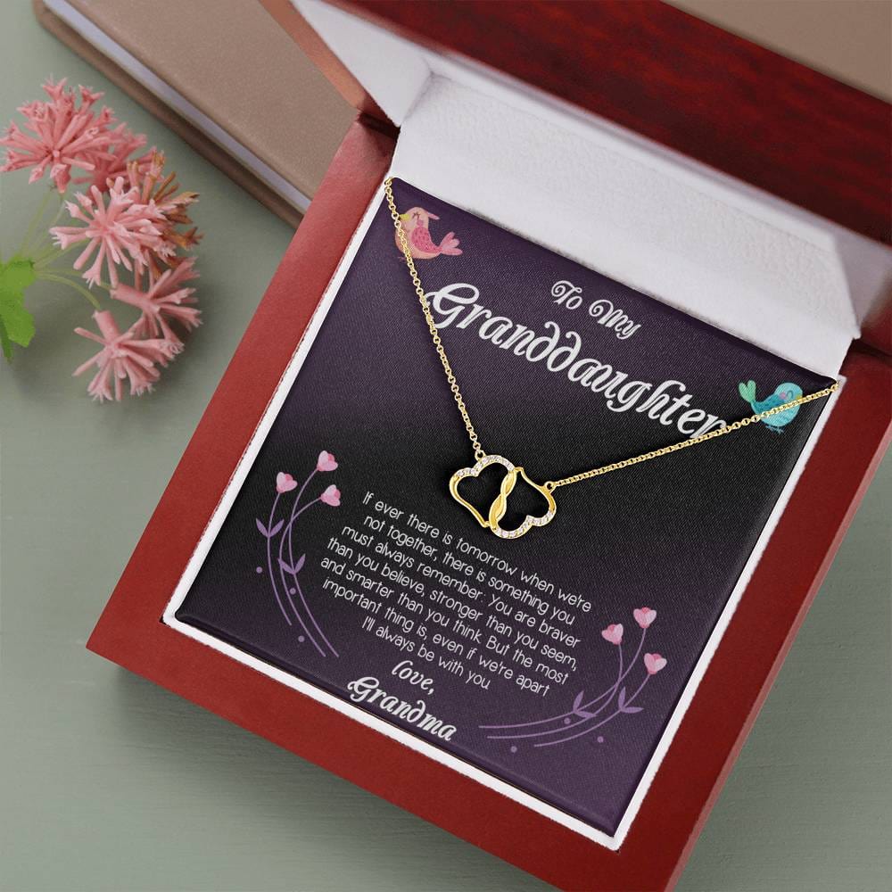 LOVE GRANDMA - CARD 10K Yellow Gold Hearts Necklace with 18Pave Set Diamonds