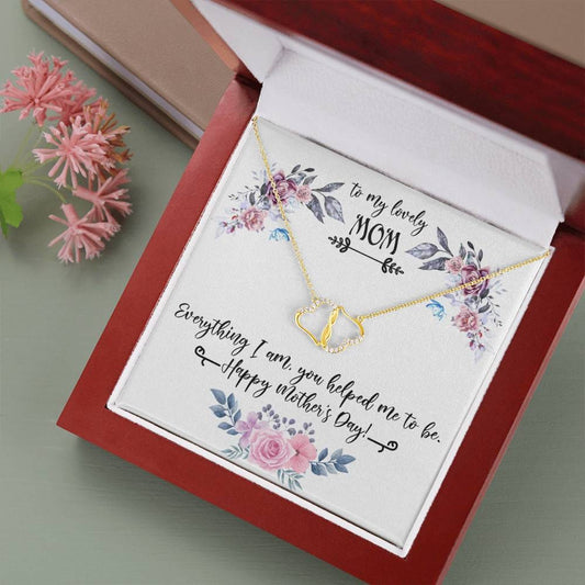 EVERYTHING I AM - CARD 10K Yellow Gold Hearts Necklace with 18Pave Set Diamonds