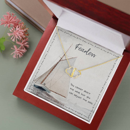 FEARLESS - CARD 10K Yellow Gold Hearts Necklace with 18Pave Set Diamonds