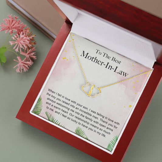 WHEN I FELL IN LOVE - CARD 10K Yellow Gold Hearts Necklace with 18Pave Set Diamonds
